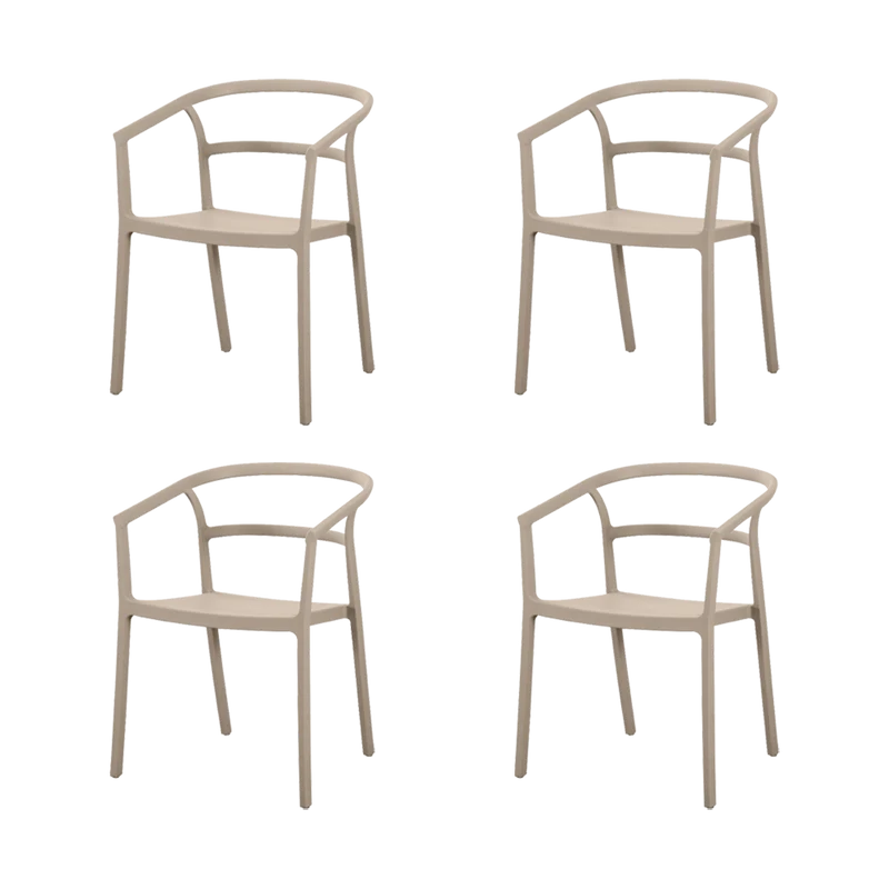 Set de 4 Sillas Porto, Taupe, con Espaldar Minimalista y Diseño Moderno