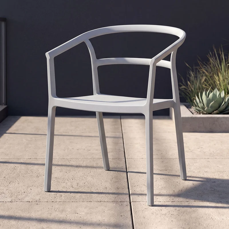 Set de 2 Sillas Porto, Gris, con Espaldar Minimalista y Diseño Moderno