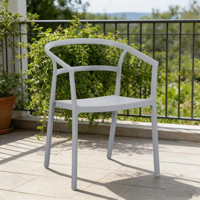 Set de 2 Sillas Porto, Gris, con Espaldar Minimalista y Diseño Moderno