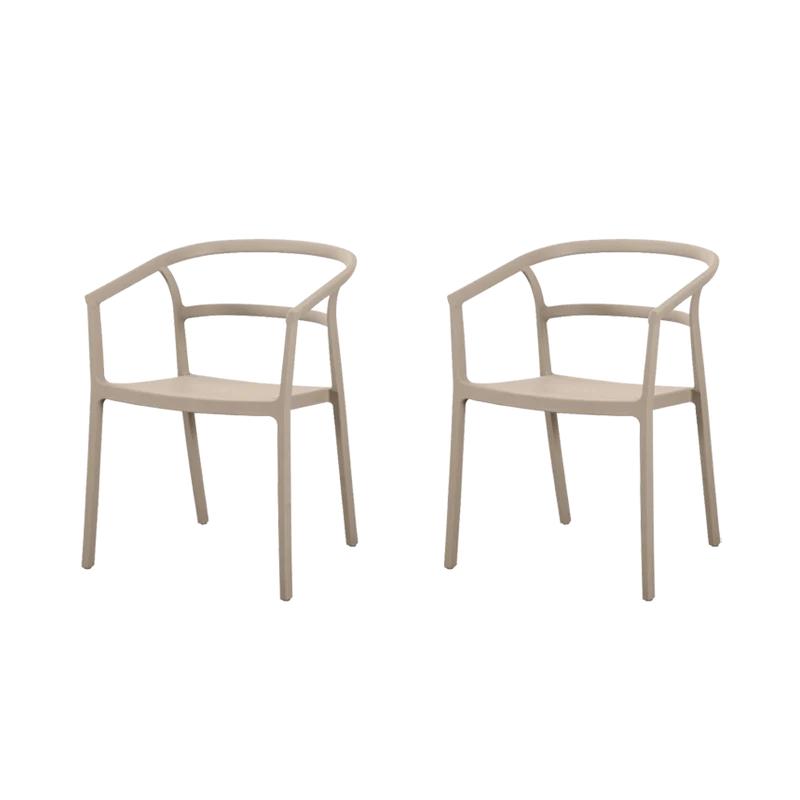 Set de 2 Sillas Porto, Taupe, con Espaldar Minimalista y Diseño Moderno