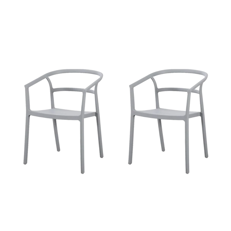 Set de 2 Sillas Porto, Gris, con Espaldar Minimalista y Diseño Moderno