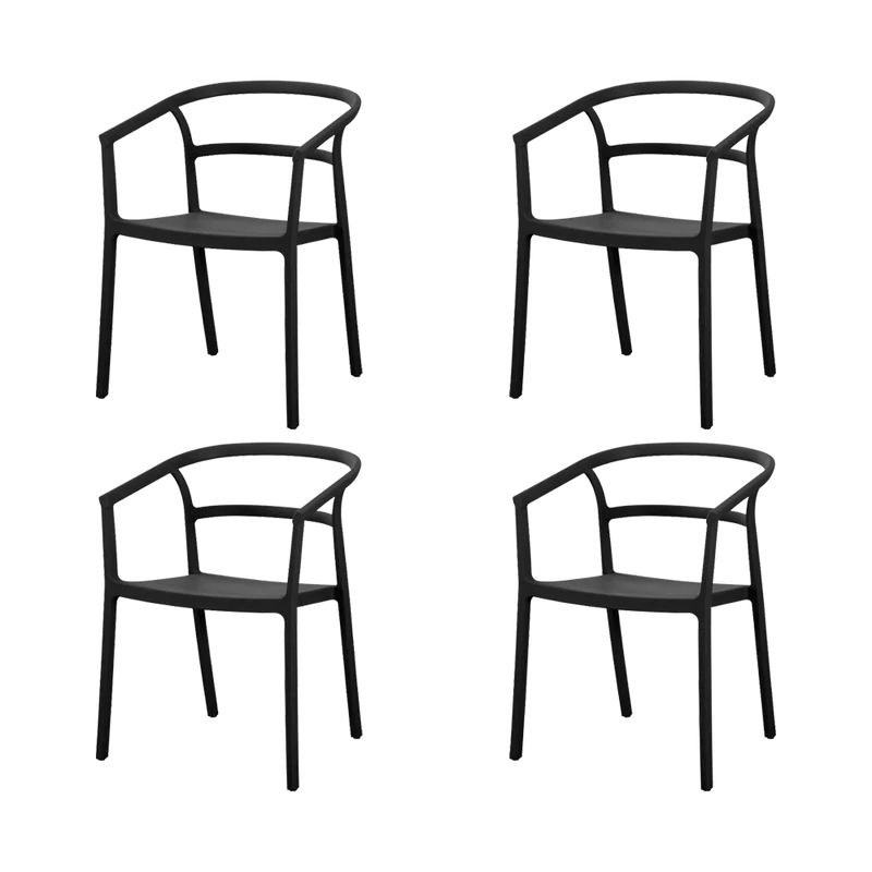 Set de 4 Sillas Porto, Negro, con Espaldar Minimalista y Diseño Moderno