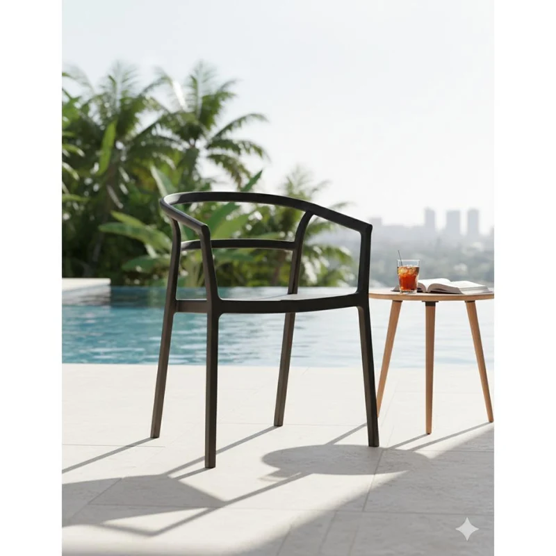 Set de 2 Sillas Porto, Negro, con Espaldar Minimalista y Diseño Moderno