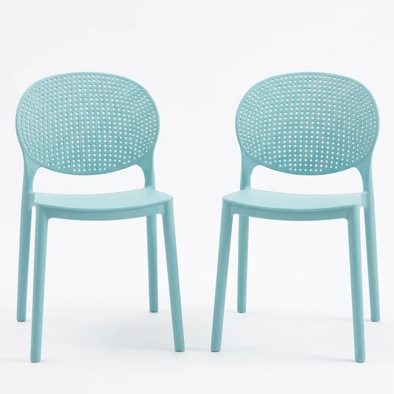 Set de 2 Sillas Florida, Color Azul Claro, con Espaldar y Diseño Moderno