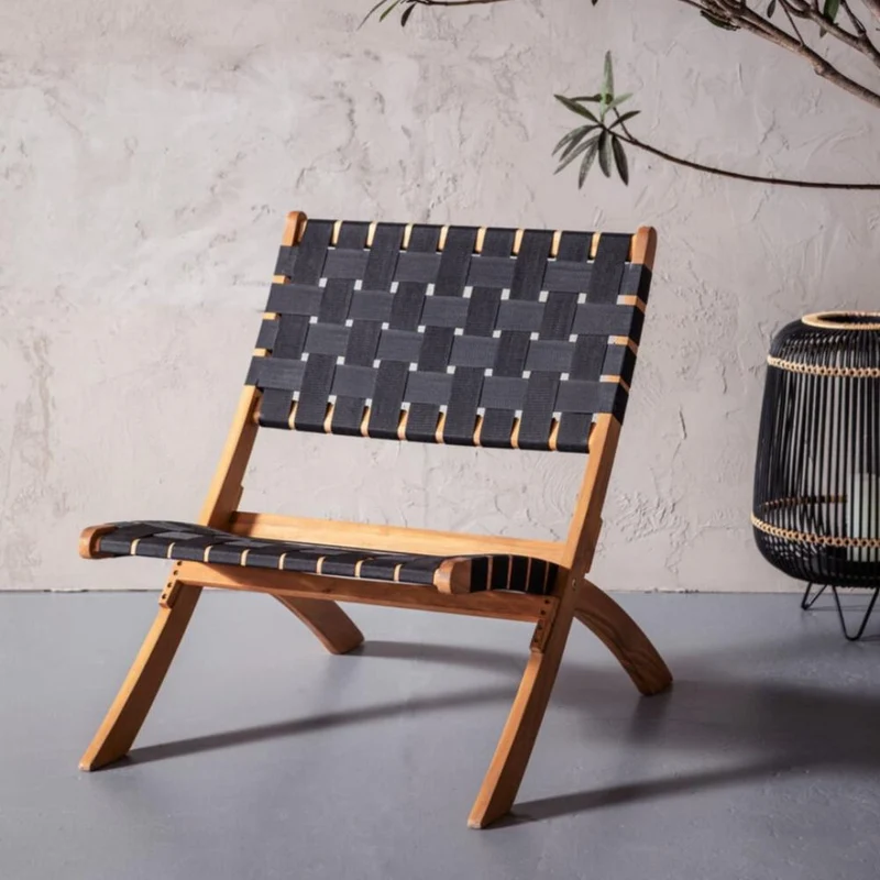 Silla Plegable de Madera para Exterior Eris, Negro, Diseño Fresco y Moderno