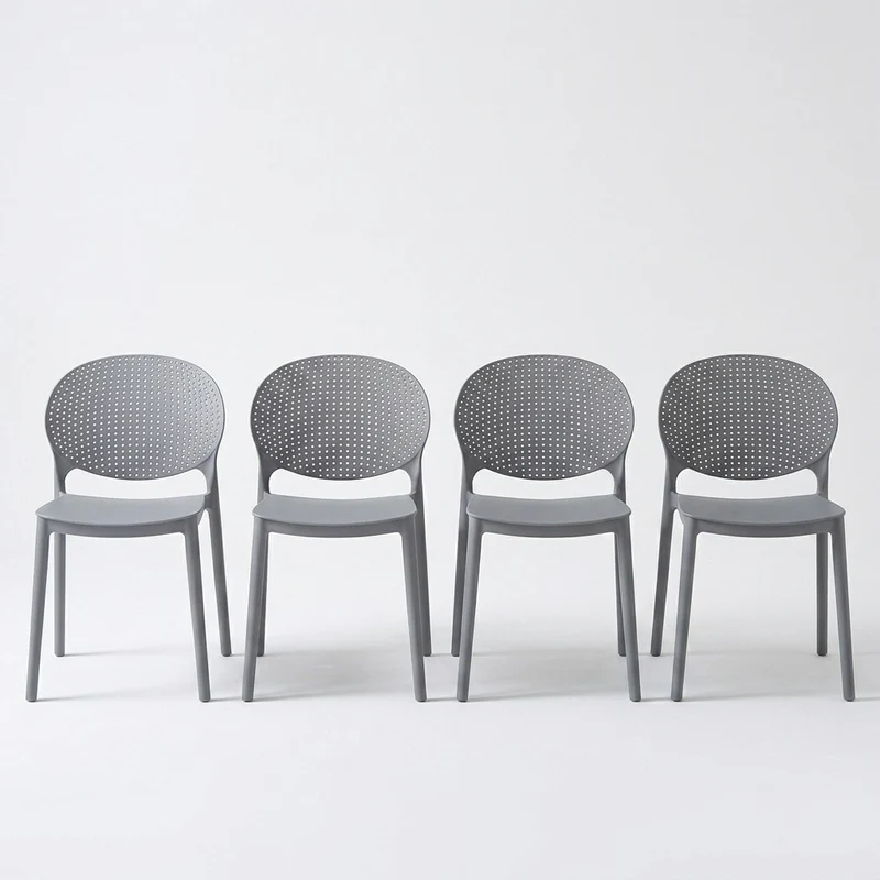 Set de 4 Sillas Florida, Color Gris Oscuro, con Espaldar y Diseño Moderno