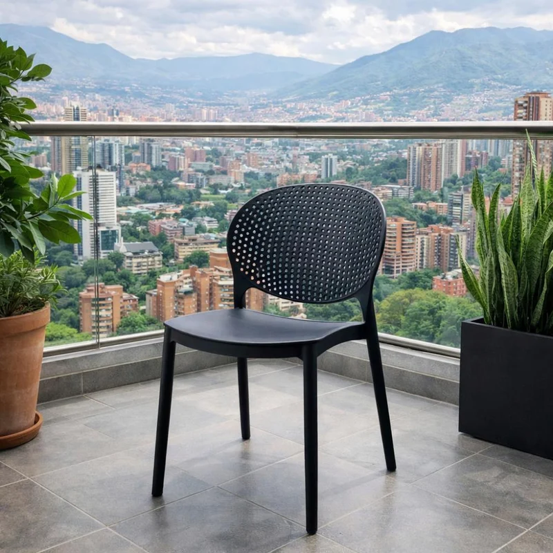 Set de 2 Sillas Florida, Color Negro, con Espaldar y Diseño Moderno