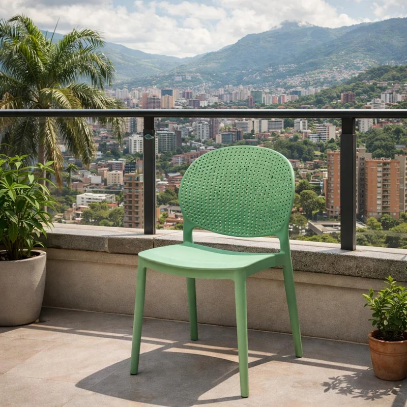 Set de 4 Sillas Florida, Color Verde, con Espaldar y Diseño Moderno