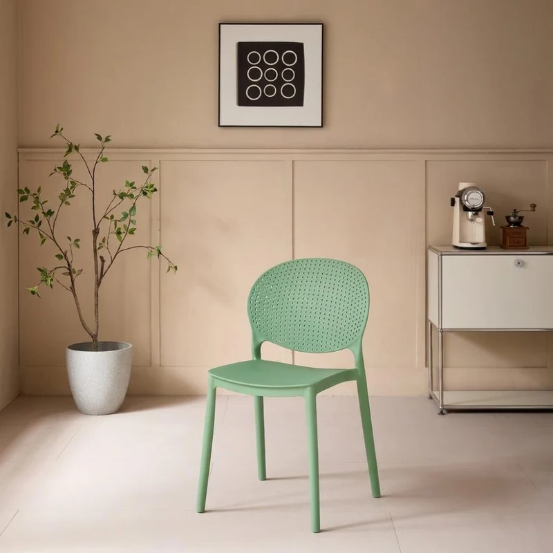 Set de 4 Sillas Florida, Color Verde, con Espaldar y Diseño Moderno