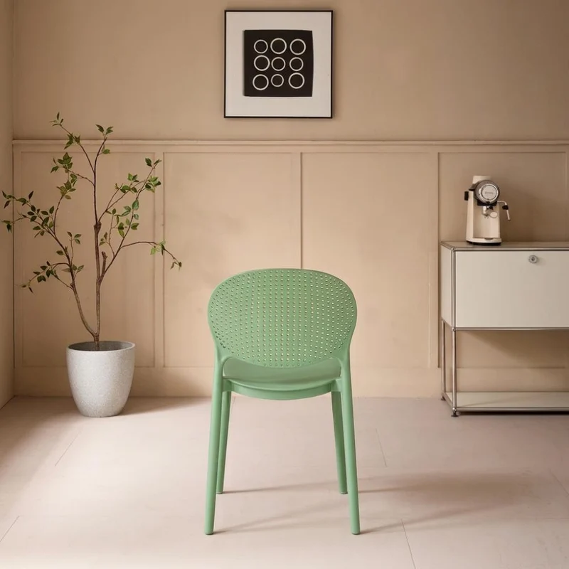Set de 4 Sillas Florida, Color Verde, con Espaldar y Diseño Moderno