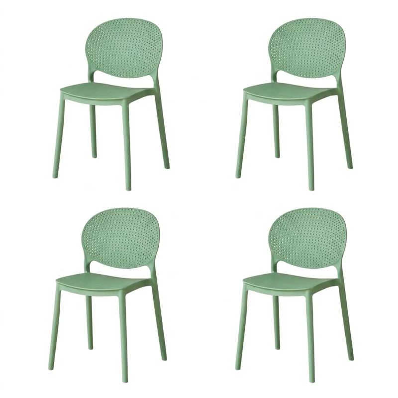 Set de 4 Sillas Florida, Color Verde, con Espaldar y Diseño Moderno