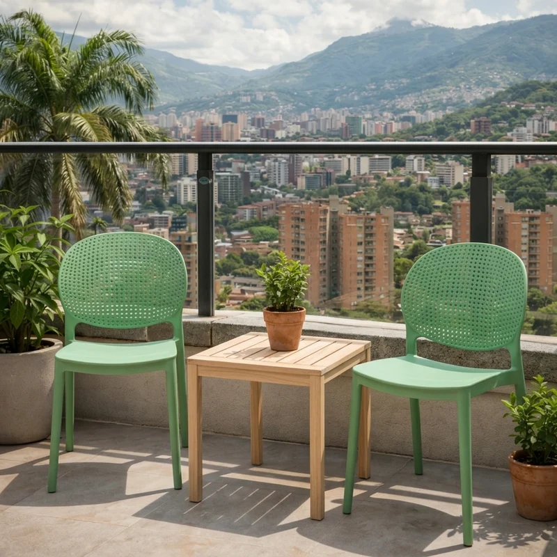 Set de 2 Sillas Florida, Color Verde, con Espaldar y Diseño Moderno