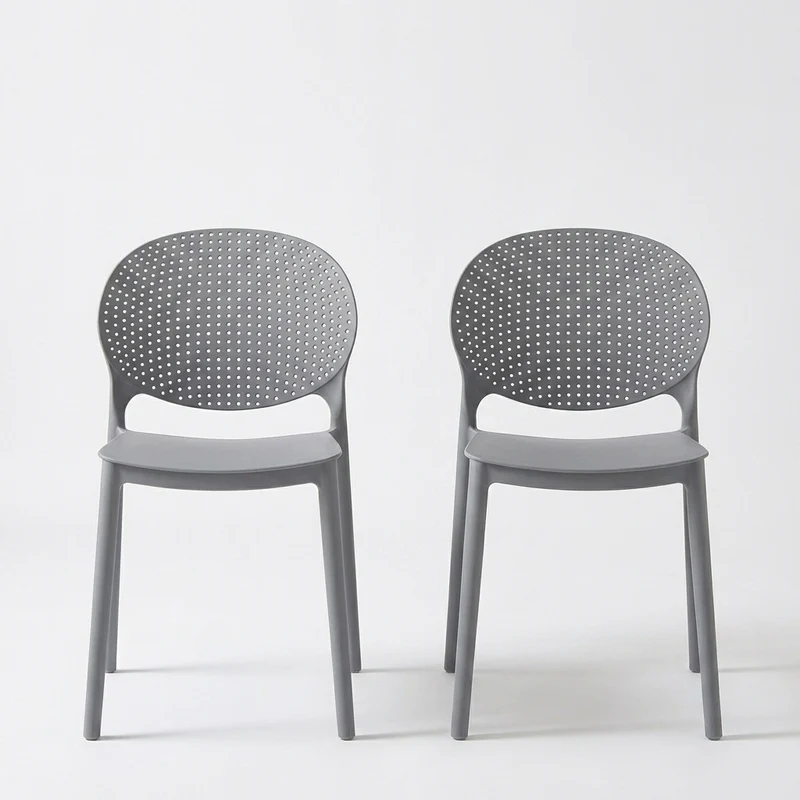 Set de 2 Sillas Florida, Color Gris Oscuro, con Espaldar y Diseño Moderno
