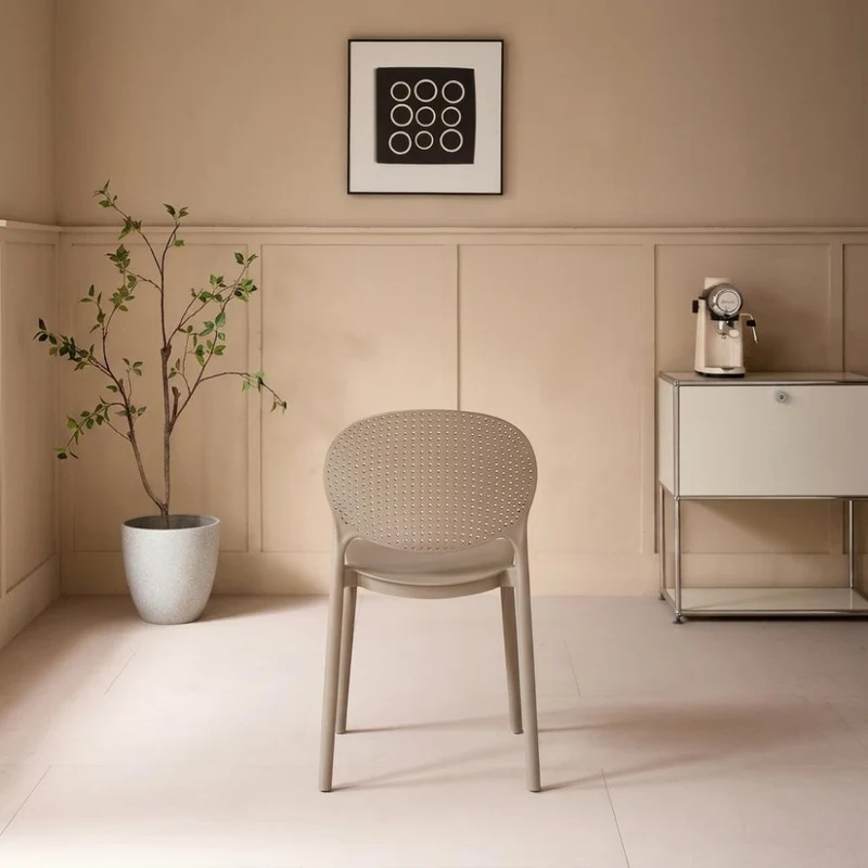 Set de 4 Sillas Florida, Color Taupe, con Espaldar y Diseño Moderno