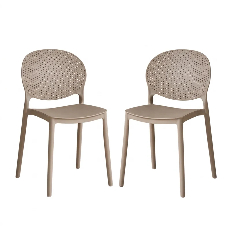 Set de 2 Sillas Florida, Color Taupe, con Espaldar y Diseño Moderno