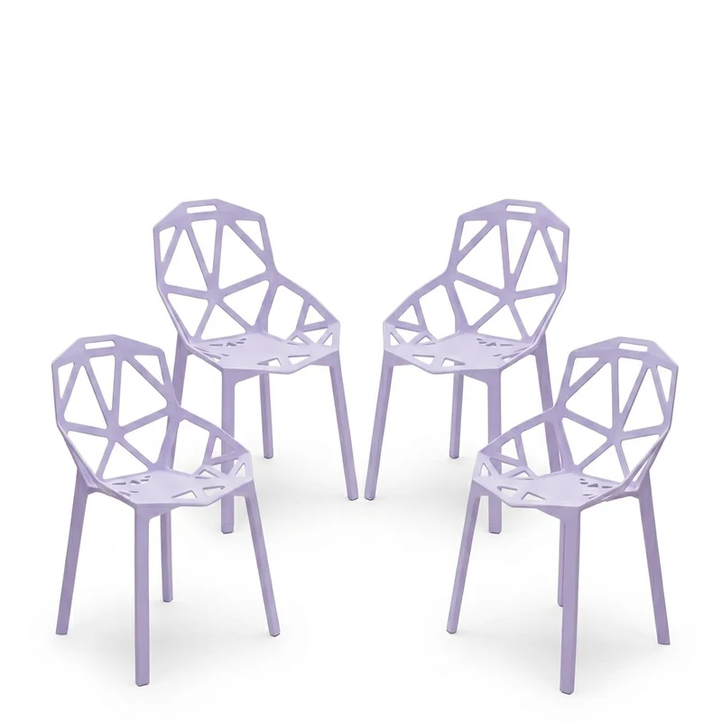 Set de 4 Sillas Roxy, Color Lila, con Espaldar y Diseño Moderno
