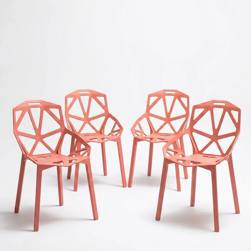 Set de 4 Sillas Roxy, Color Mandarina, con Espaldar y Diseño Moderno