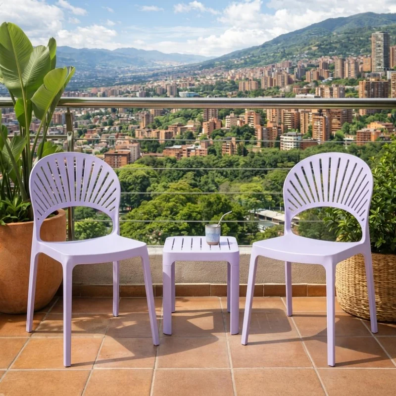 Set de 2 Sillas Paraíso, Color Lila, con Espaldar y Diseño Moderno