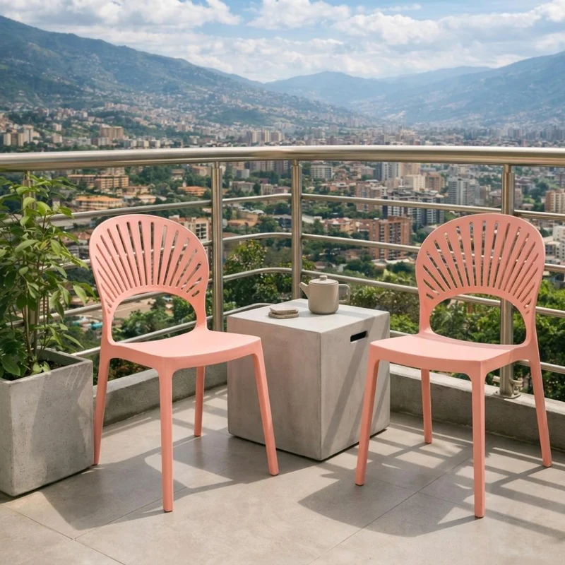 Set de 2 Sillas Paraíso, Color Mandarina, con Espaldar y Diseño Moderno