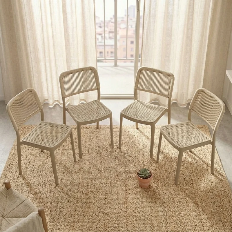 Set de 4 Sillas Austin, Color Taupe, con Espaldar Tejido