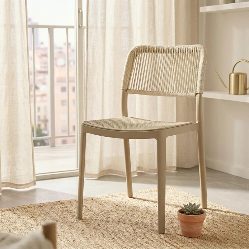 Set de 2 Sillas Austin, Color Taupe, con Espaldar Tejido