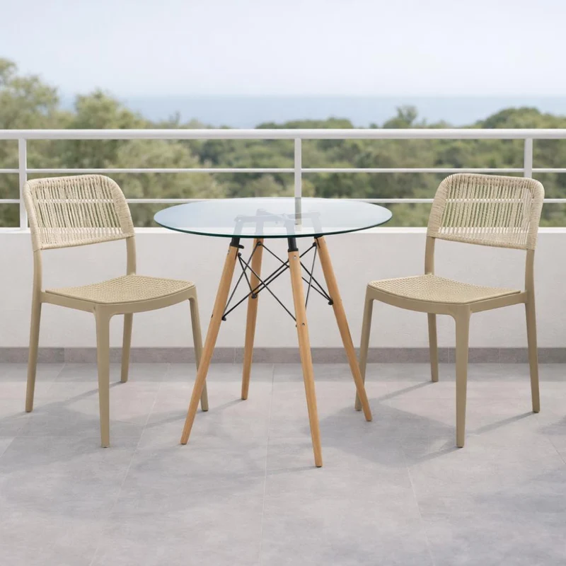 Set de 2 Sillas Austin, Color Taupe, con Espaldar Tejido