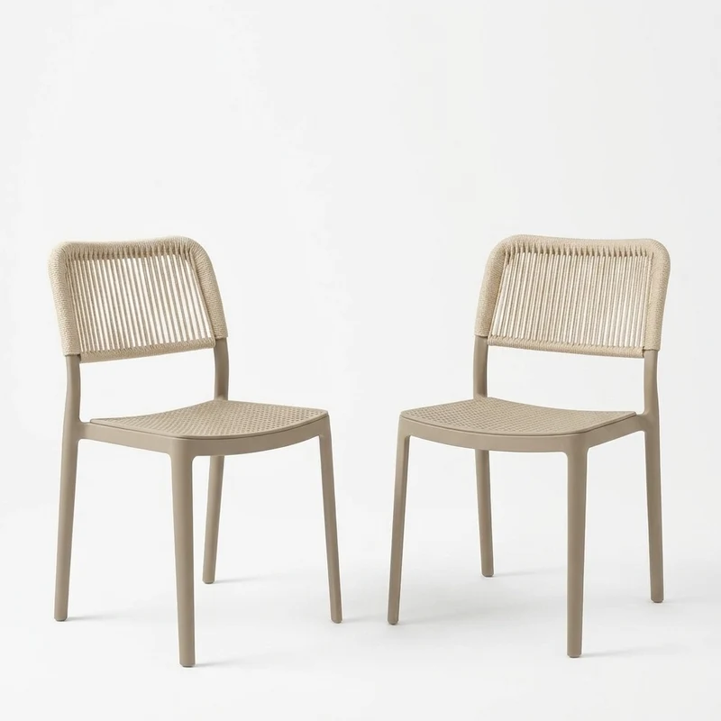 Set de 2 Sillas Austin, Color Taupe, con Espaldar Tejido