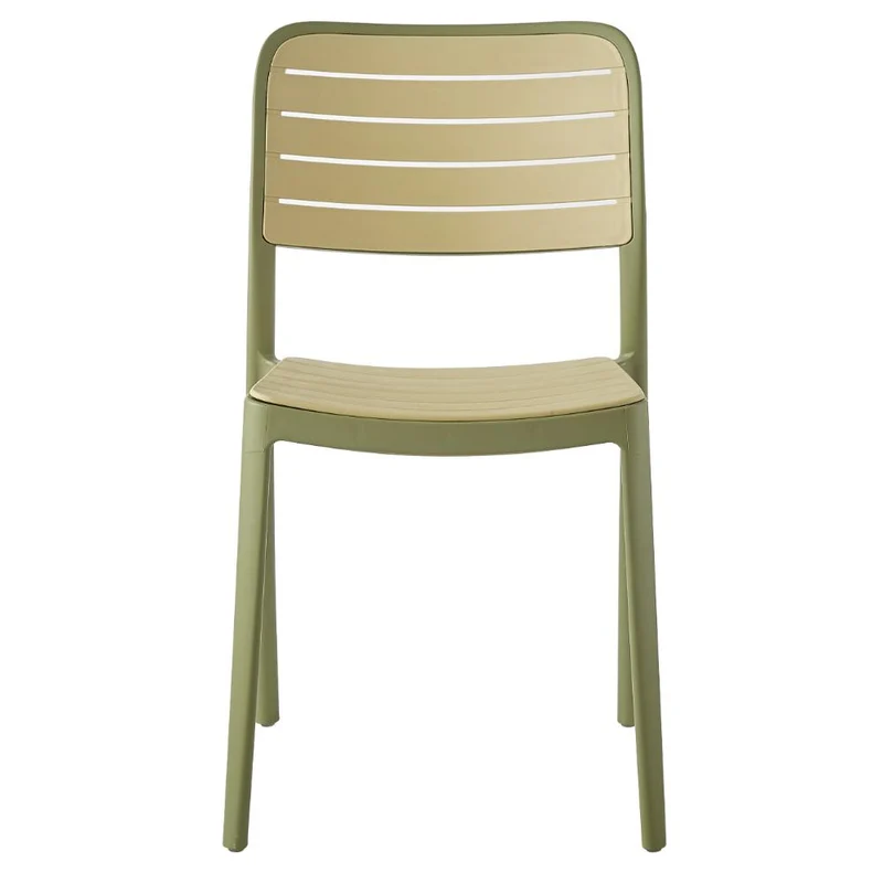 Set de 4 Sillas Carolina, Color Verde Olivo y Beige, con Espaldar de Líneas Horizontales