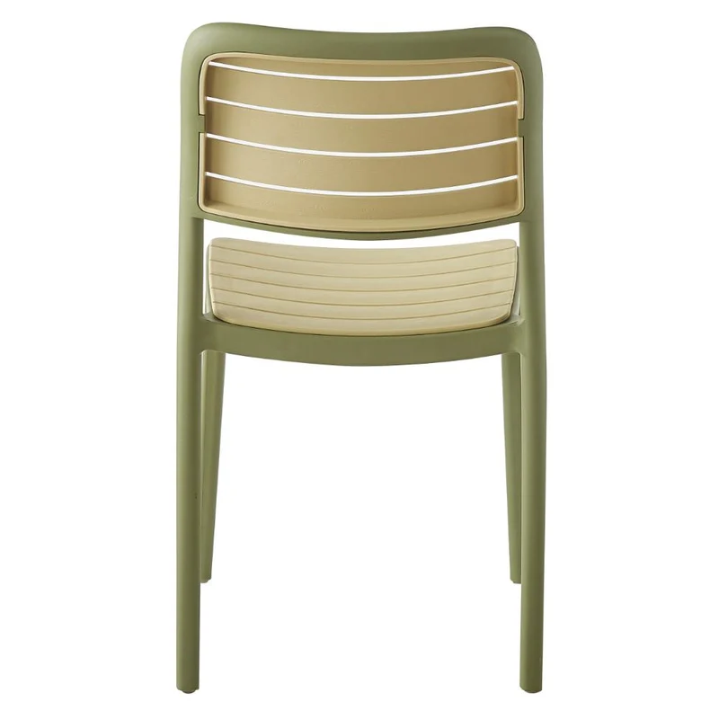 Set de 4 Sillas Carolina, Color Verde Olivo y Beige, con Espaldar de Líneas Horizontales