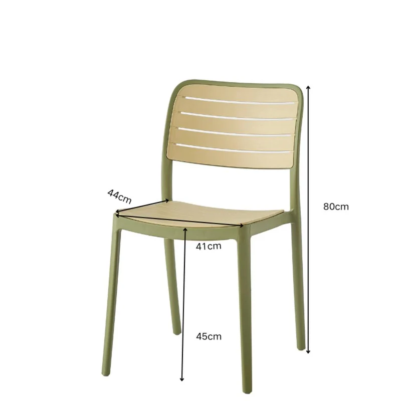 Set de 4 Sillas Carolina, Color Verde Olivo y Beige, con Espaldar de Líneas Horizontales
