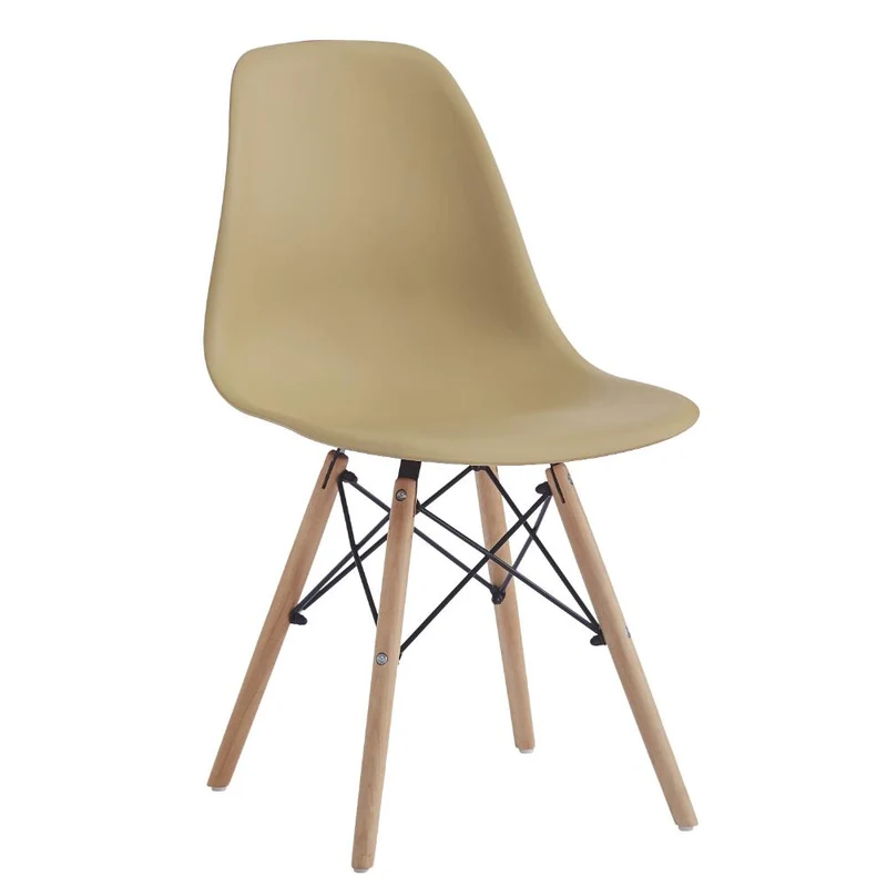 Set de 2 Sillas Eames, Color Taupe, con Patas de Madera