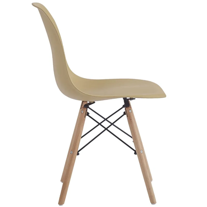 Set de 2 Sillas Eames, Color Taupe, con Patas de Madera