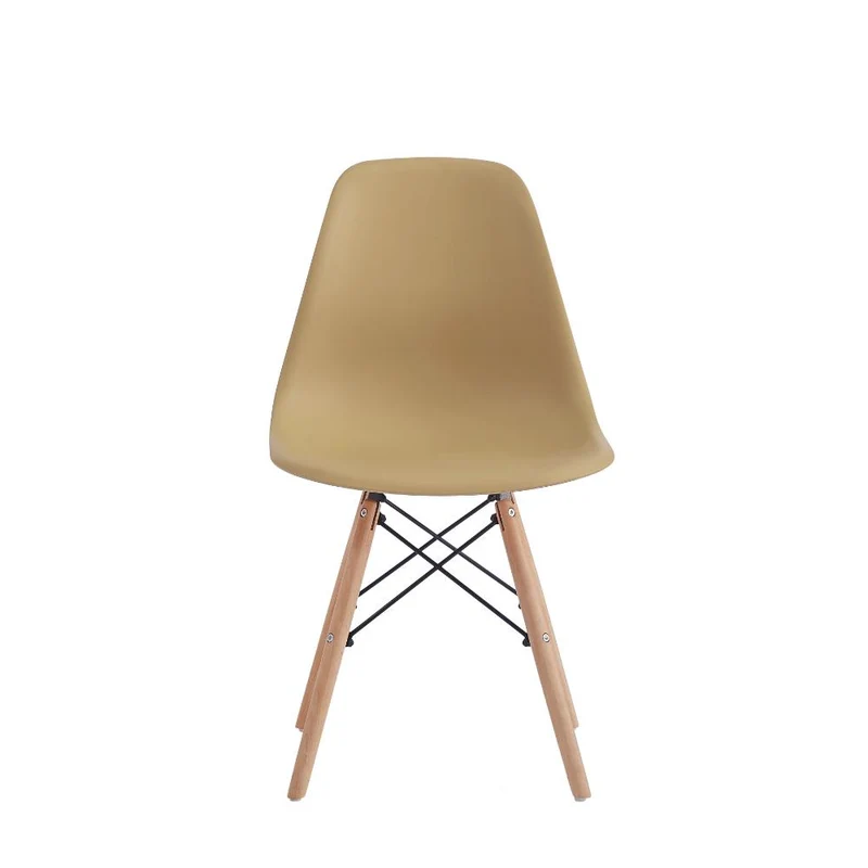 Set de 2 Sillas Eames, Color Taupe, con Patas de Madera