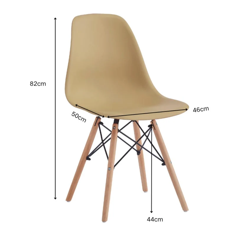 Set de 2 Sillas Eames, Color Taupe, con Patas de Madera