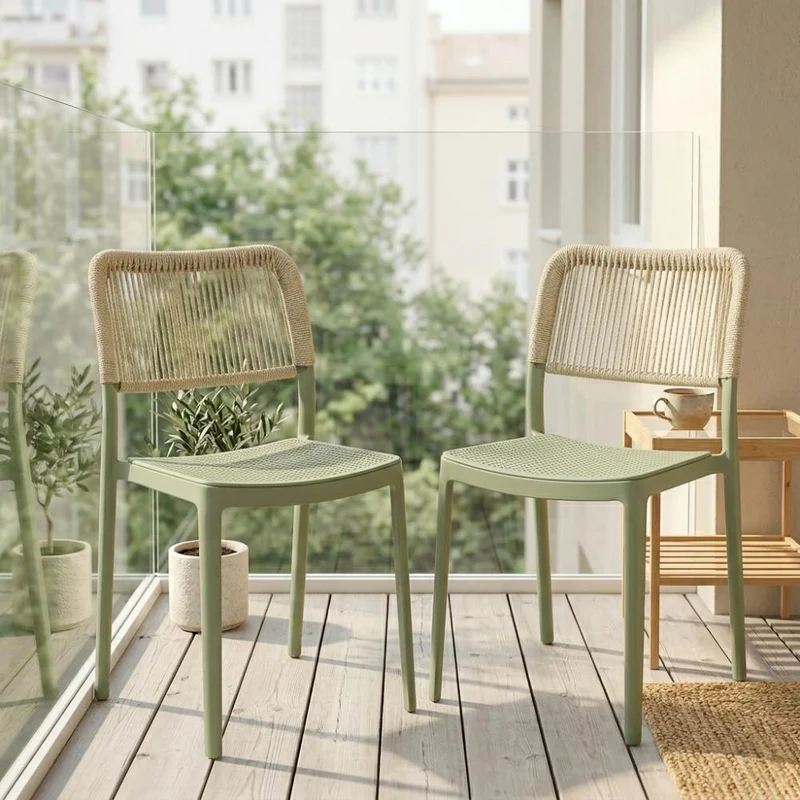 Set de 2 Sillas Austin, Color Verde Olivo, con Espaldar Tejido