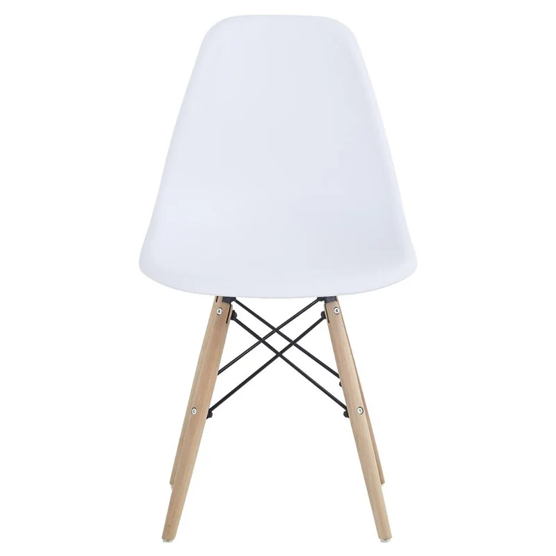 Set de 4 Sillas Eames, Color Blanco, con Patas de Madera