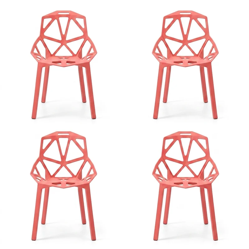 Set de 4 Sillas Roxy, Color Salmón, con Espaldar y Diseño Moderno
