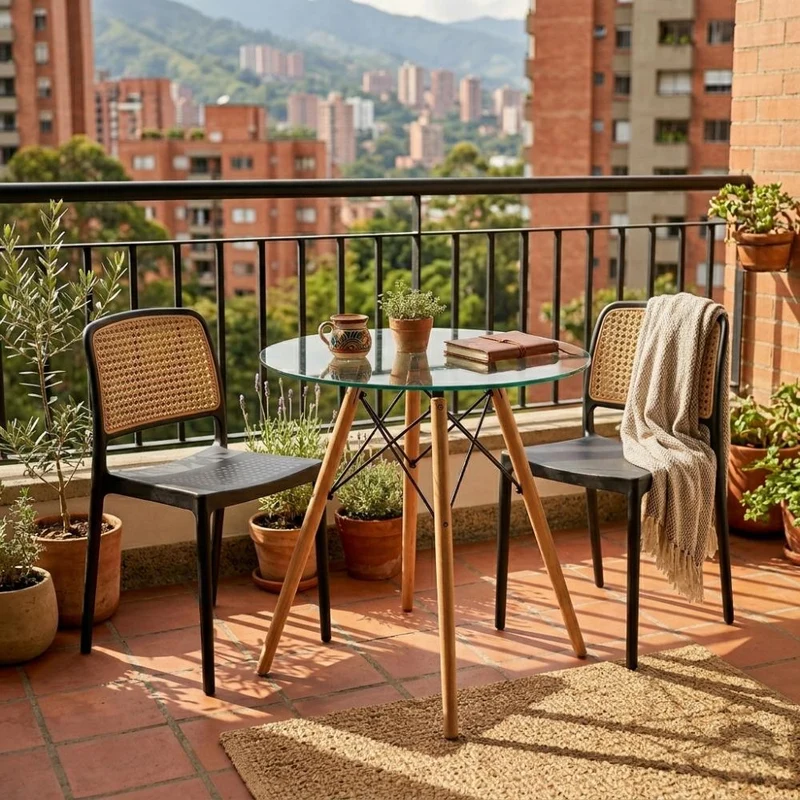 Set de 4 Sillas Texas, Color Negro y Beige, con Espaldar Transpirable