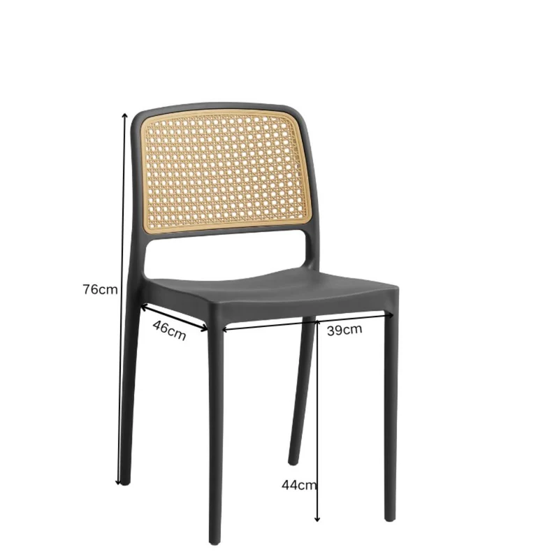 Set de 4 Sillas Texas, Color Negro y Beige, con Espaldar Transpirable