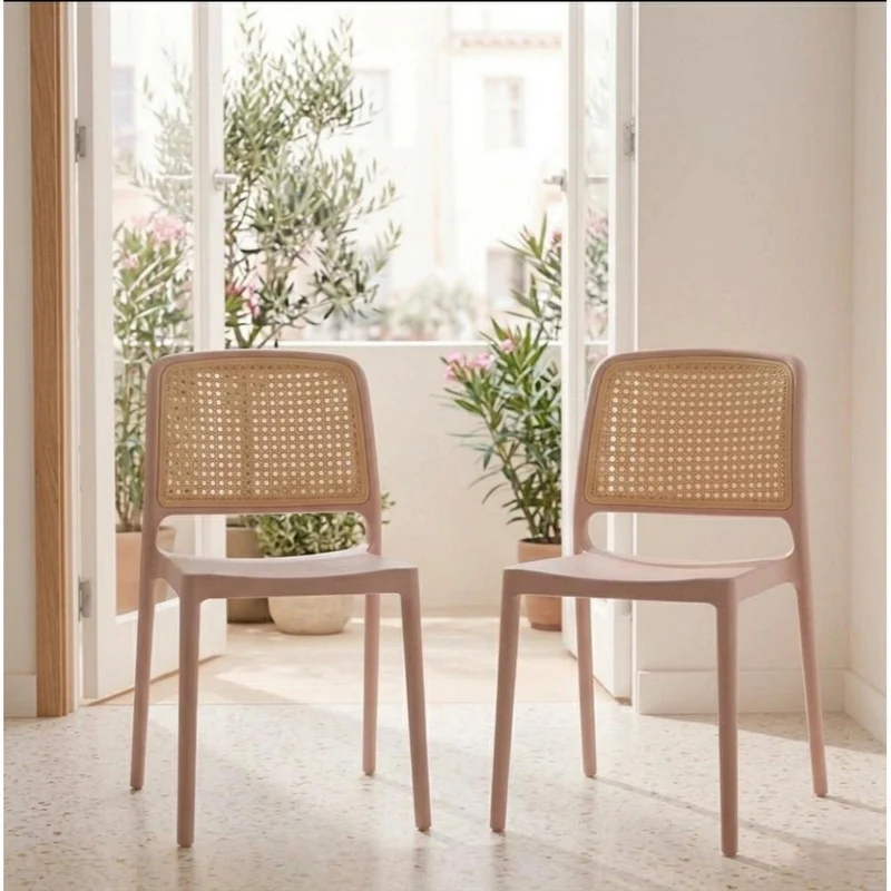 Set de 2 Sillas Texas, Color Terracota y Beige, con Espaldar Transpirable