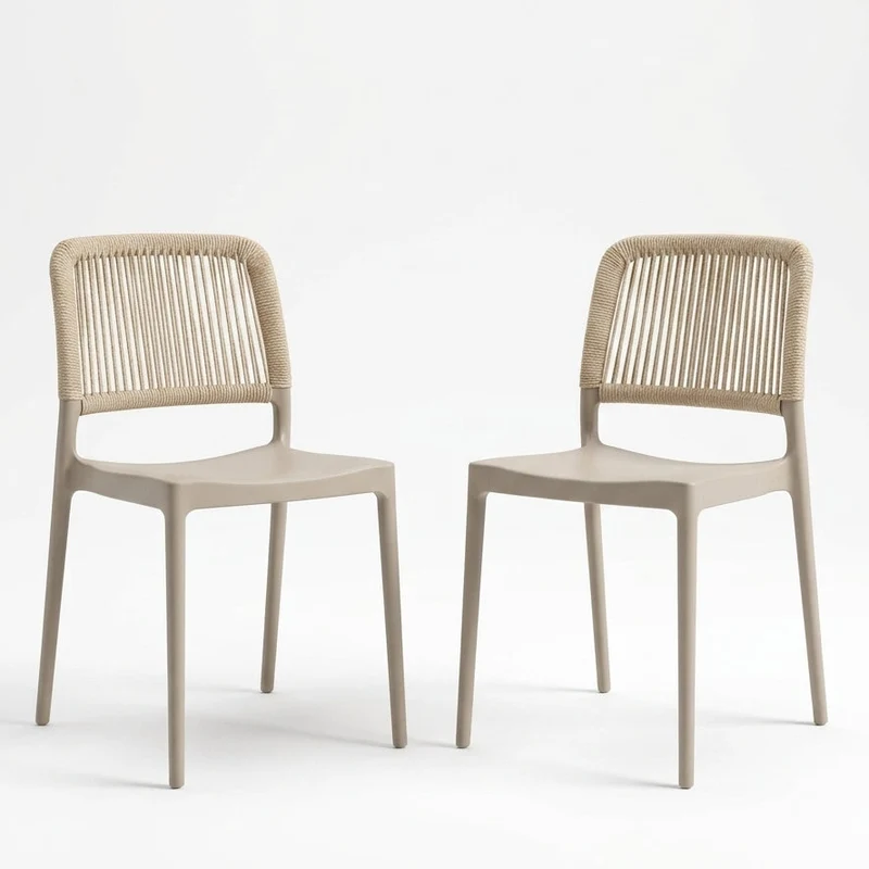 Set de 2 Sillas Houston, Color Taupe, con Espaldar Tejido