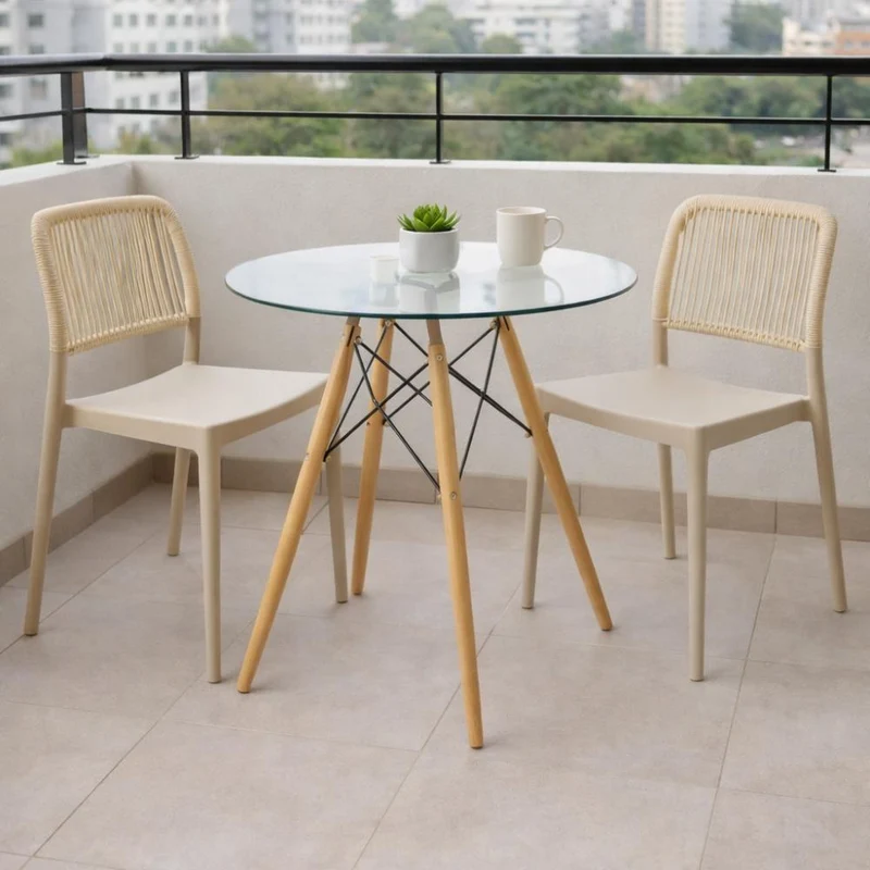 Set de 2 Sillas Houston, Color Taupe, con Espaldar Tejido