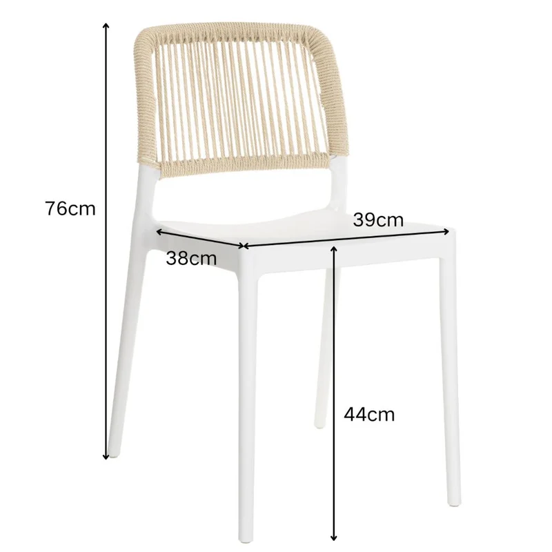 Set de 4 Sillas Houston, Color Blanco, con Espaldar Tejido