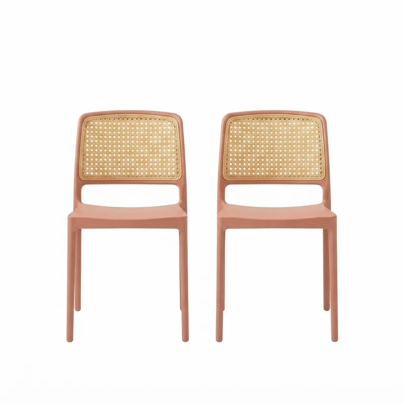 Set de 2 Sillas Texas, Color Terracota y Beige, con Espaldar Transpirable