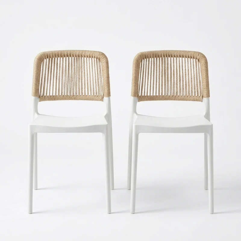 Set de 2 Sillas Houston, Color Blanco, con Espaldar Tejido
