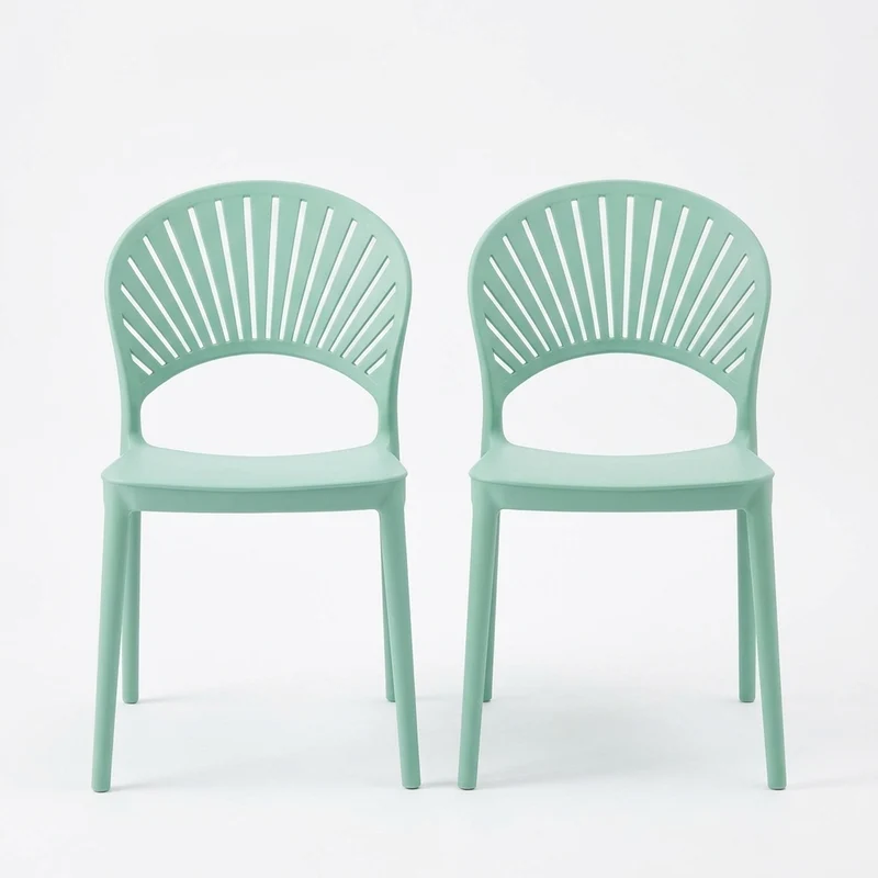 Set de 2 Sillas Paraíso, Color Azul Claro, con Espaldar y Diseño Moderno