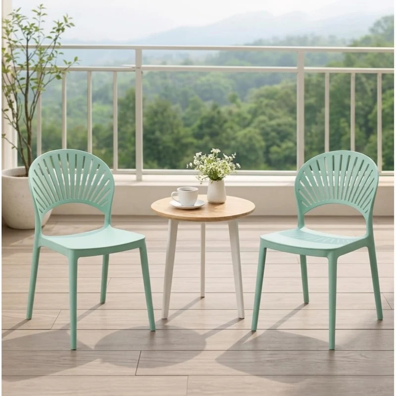 Set de 2 Sillas Paraíso, Color Azul Claro, con Espaldar y Diseño Moderno