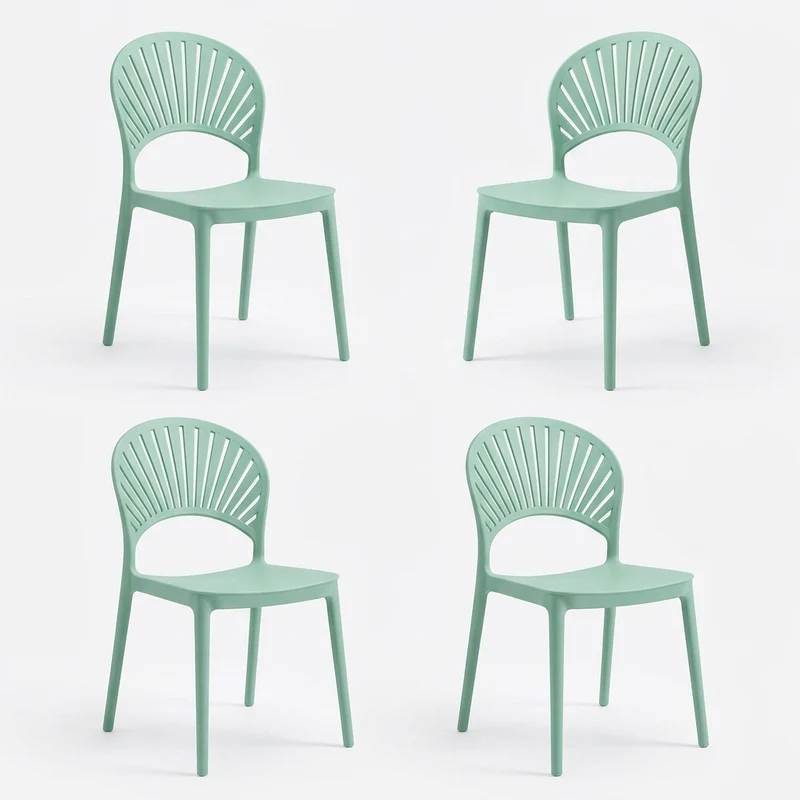 Set de 4 Sillas Paraíso, Color Azul Claro, con Espaldar y Diseño Moderno