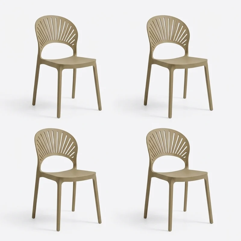 Set de 4 Sillas Paraíso, Color Khaki, con Espaldar y Diseño Moderno