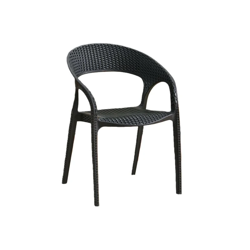 Set de 2 Sillas Axel, Negro, con Espaldar, Reposa Brazos y con Textura Trenzada
